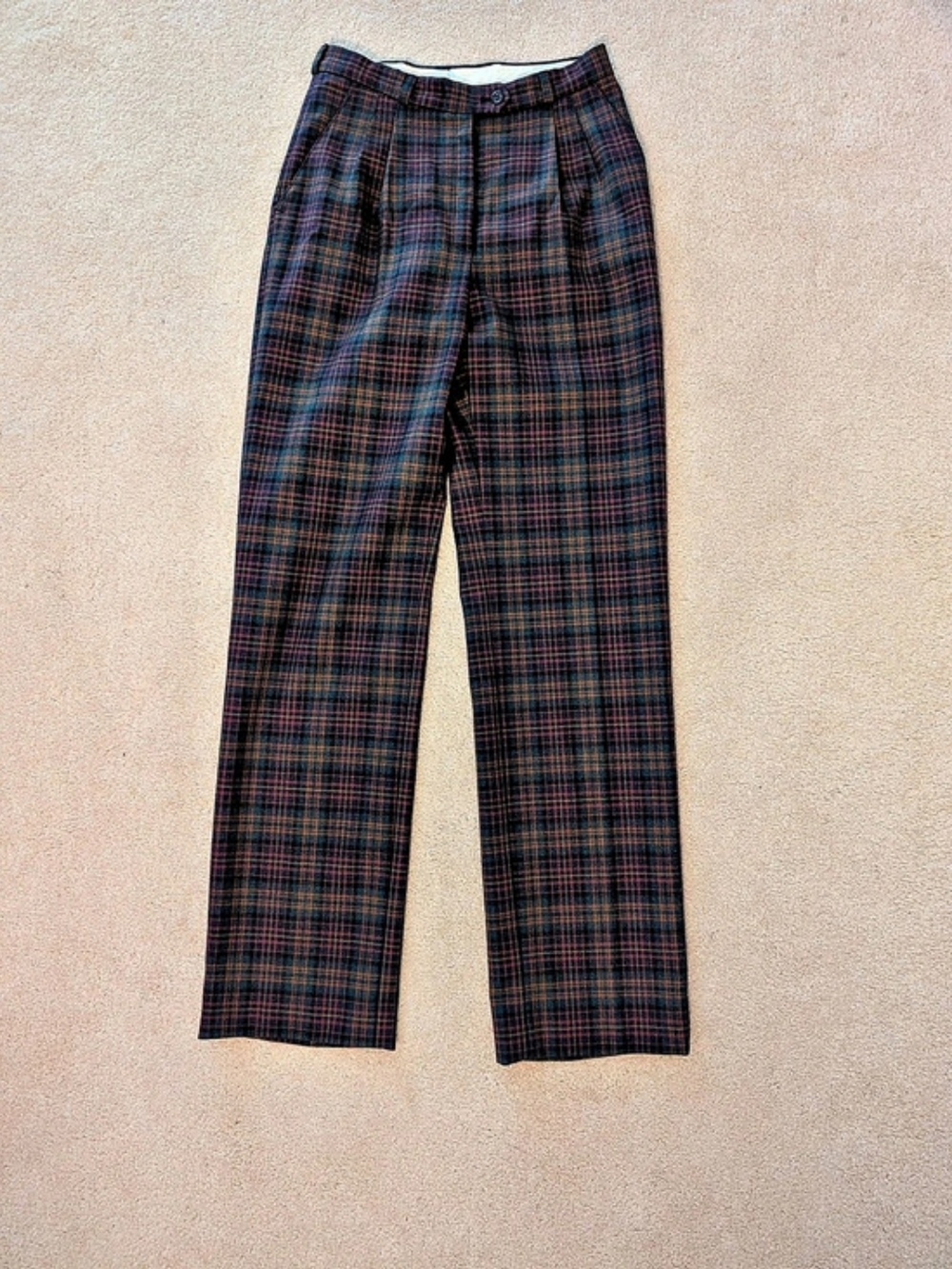 Hemmersbach Plaid Wide Leg Wool Blend Pants